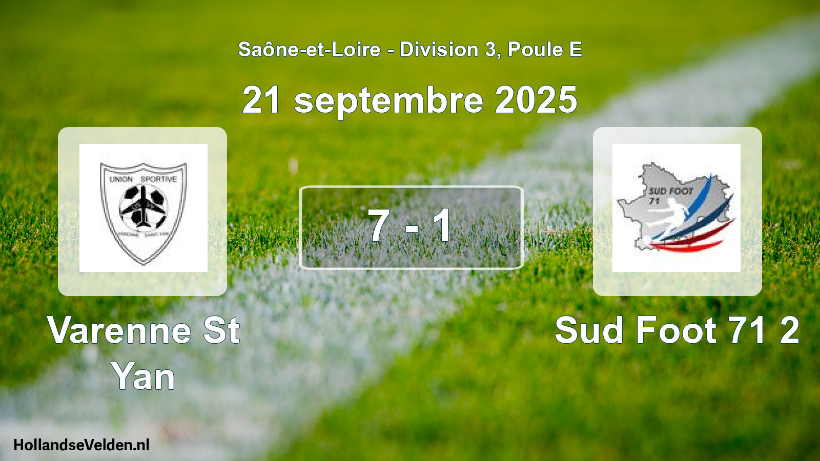 Match joué: Varenne St Yan - Sud Foot 71 2 7 - 1 (21 septembre 2025)