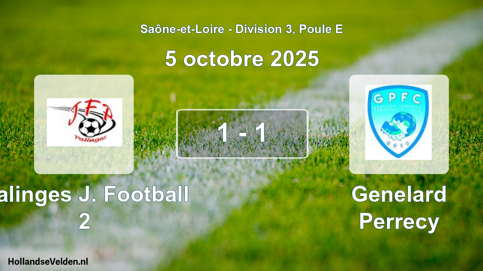 Total number of matches played: Palinges J. Football 2 - Genelard Perrecy 1 - 1 (5 October 2025)