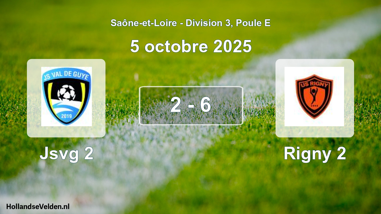 Match joué: Jsvg 2 - Rigny 2 2 - 6 (5 octobre 2025)