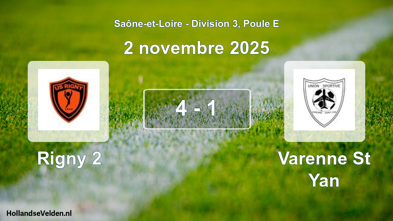 Total number of matches played: Rigny 2 - Varenne St Yan 4 - 1 (2 November 2025)