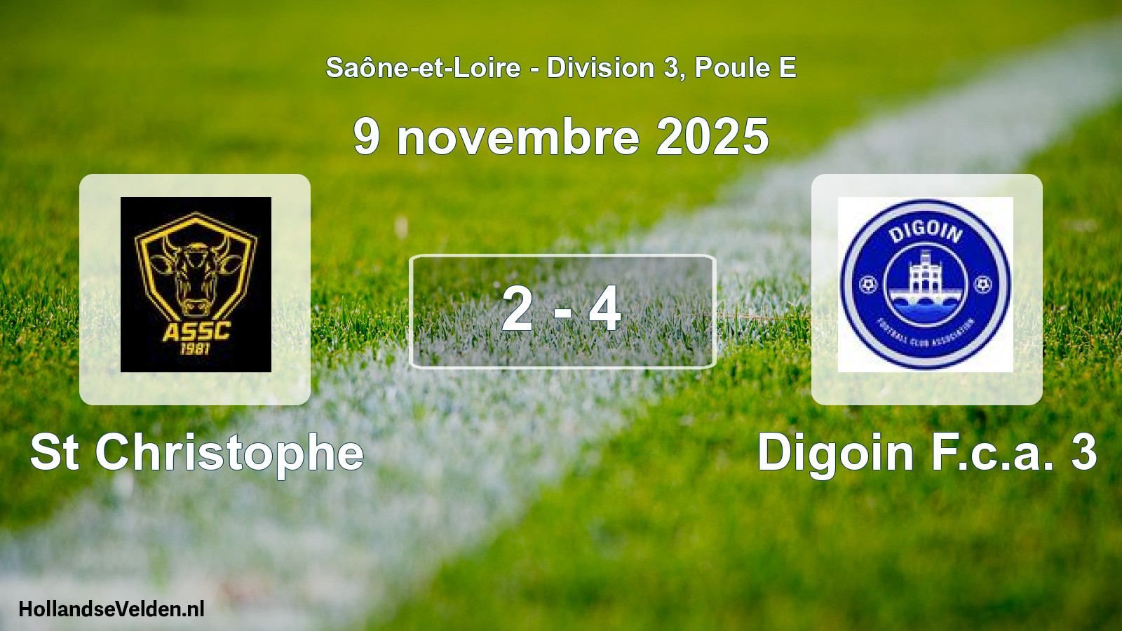 Match joué: St Christophe - Digoin F.c.a. 3 2 - 4 (9 novembre 2025)