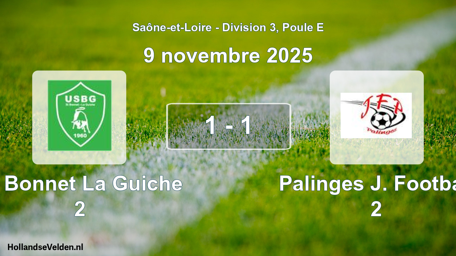 Match joué: St Bonnet La Guiche 2 - Palinges J. Football 2 1 - 1 (9 novembre 2025)