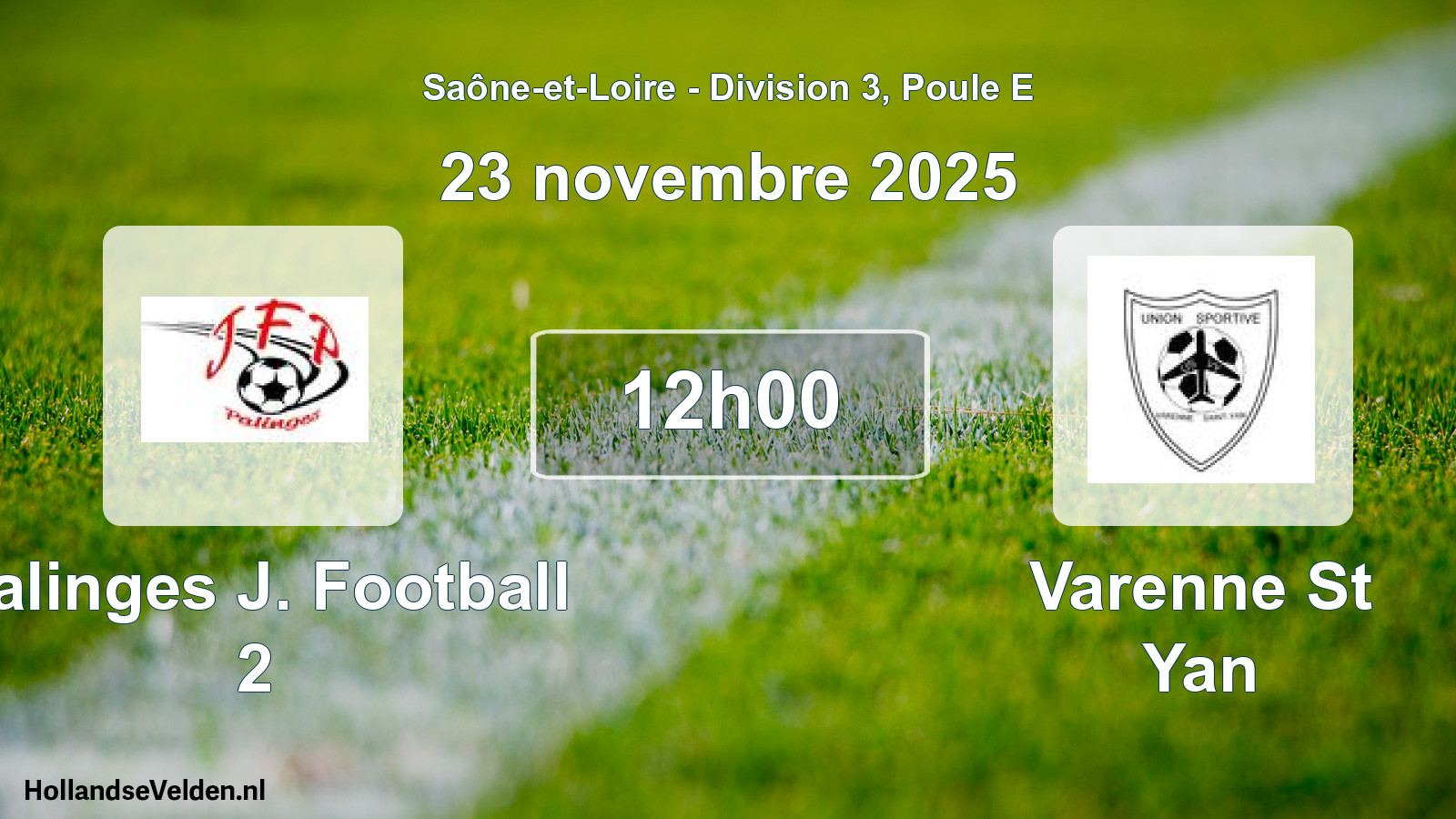 Match programmé: Palinges J. Football 2 - Varenne St Yan (23 novembre 2025)