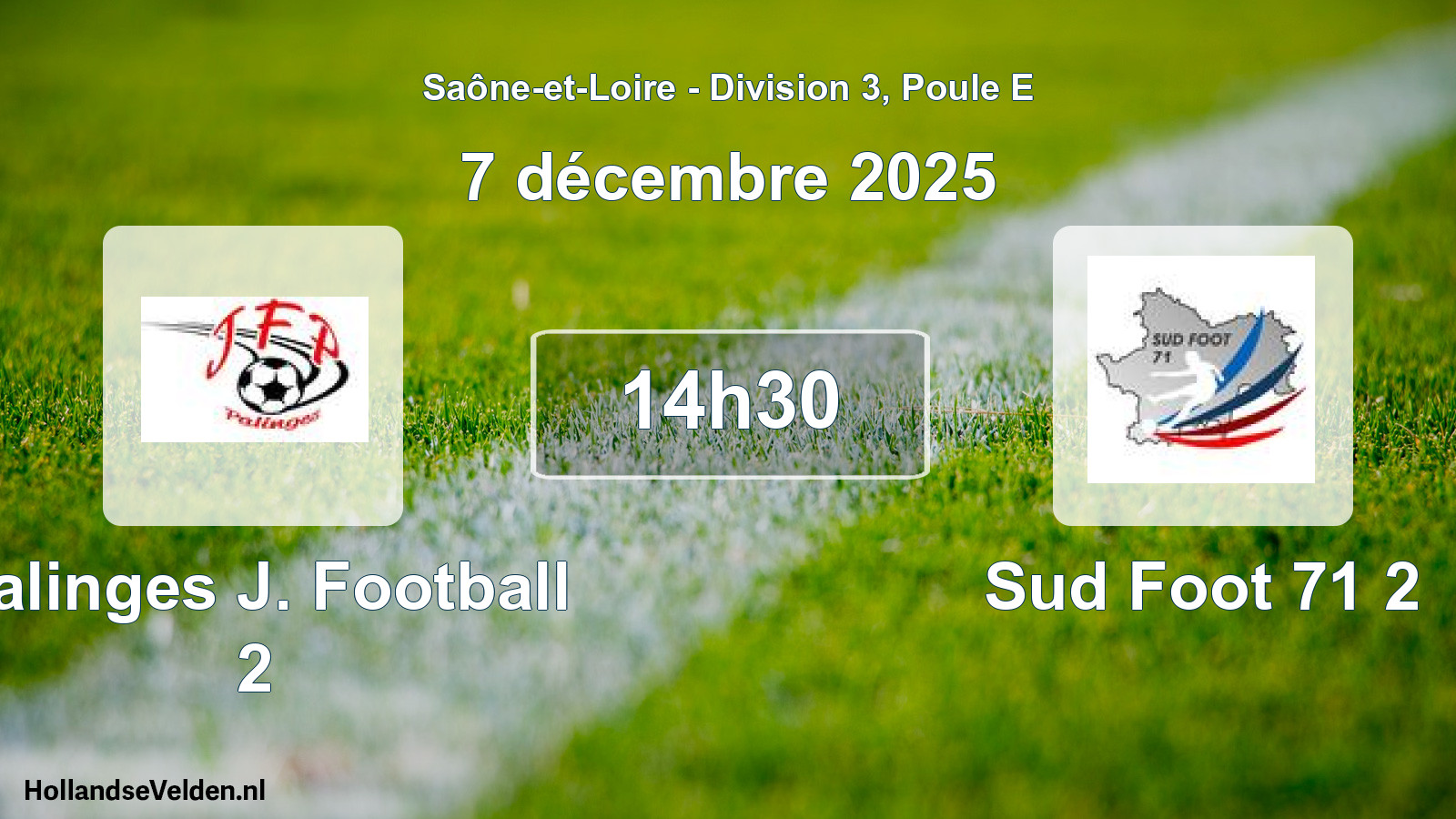 Match programmé: Palinges J. Football 2 - Sud Foot 71 2 (7 décembre 2025)