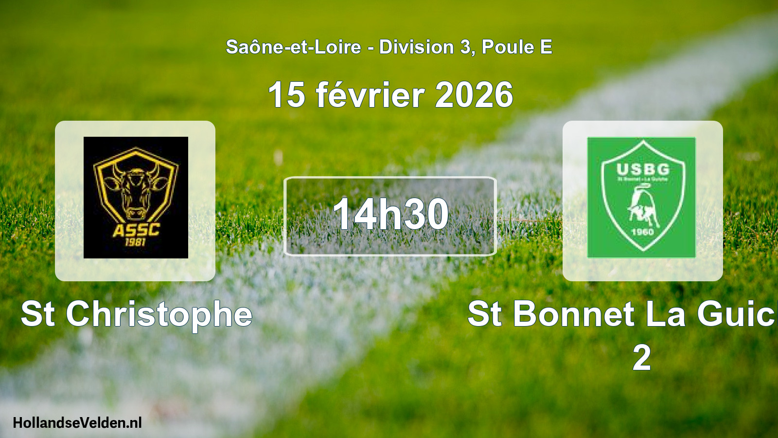 Match programmé: St Christophe - St Bonnet La Guiche 2 (15 février 2026)