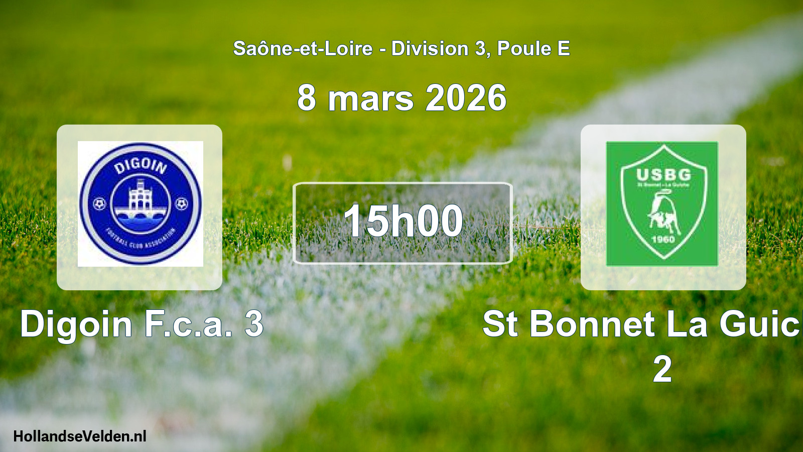 Match programmé: Digoin F.c.a. 3 - St Bonnet La Guiche 2 (8 mars 2026)