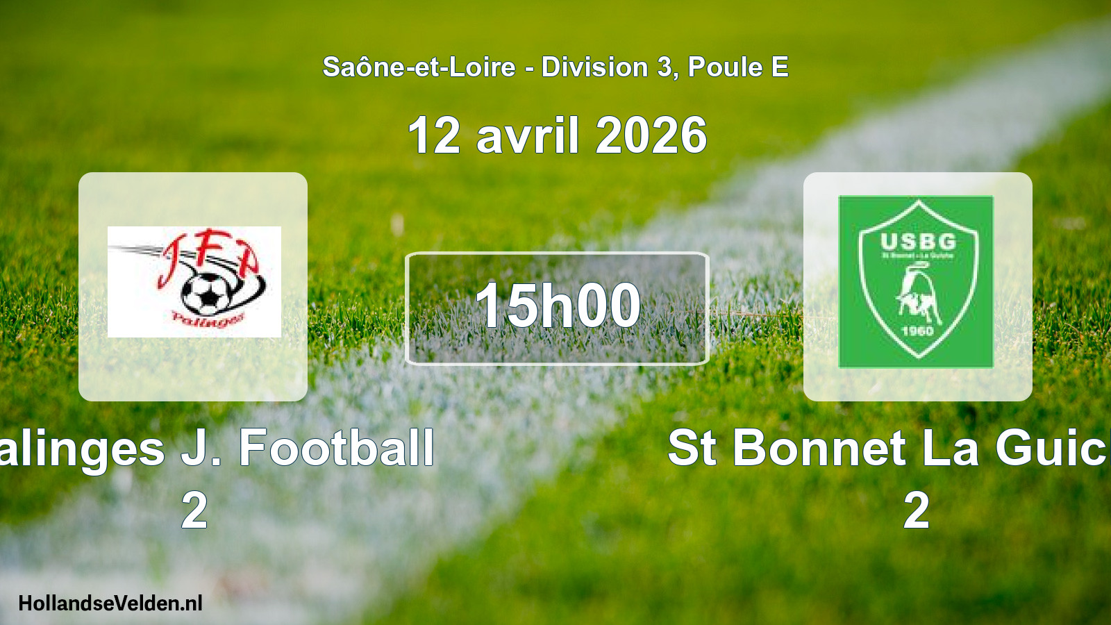 Geplande wedstrijd: Palinges J. Football 2 - St Bonnet La Guiche 2 (12 april 2026)