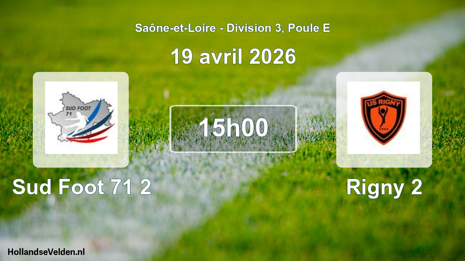Match programmé: Sud Foot 71 2 - Rigny 2 (19 avril 2026)