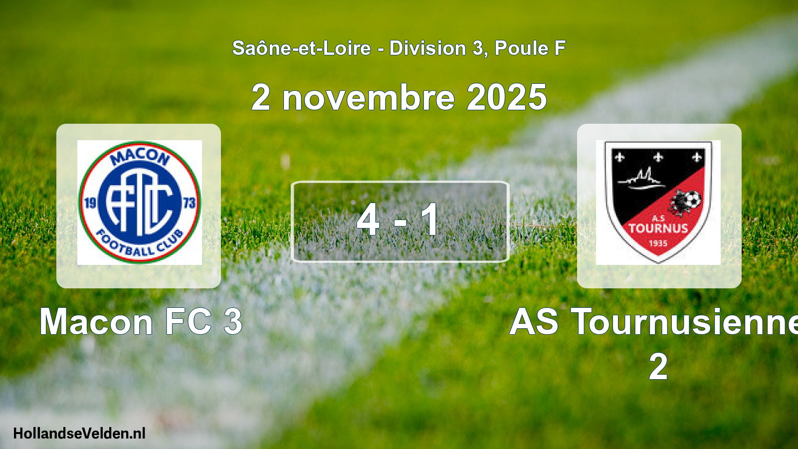 Total number of matches played: Macon FC 3 - AS Tournusienne 2 4 - 1 (2 November 2025)