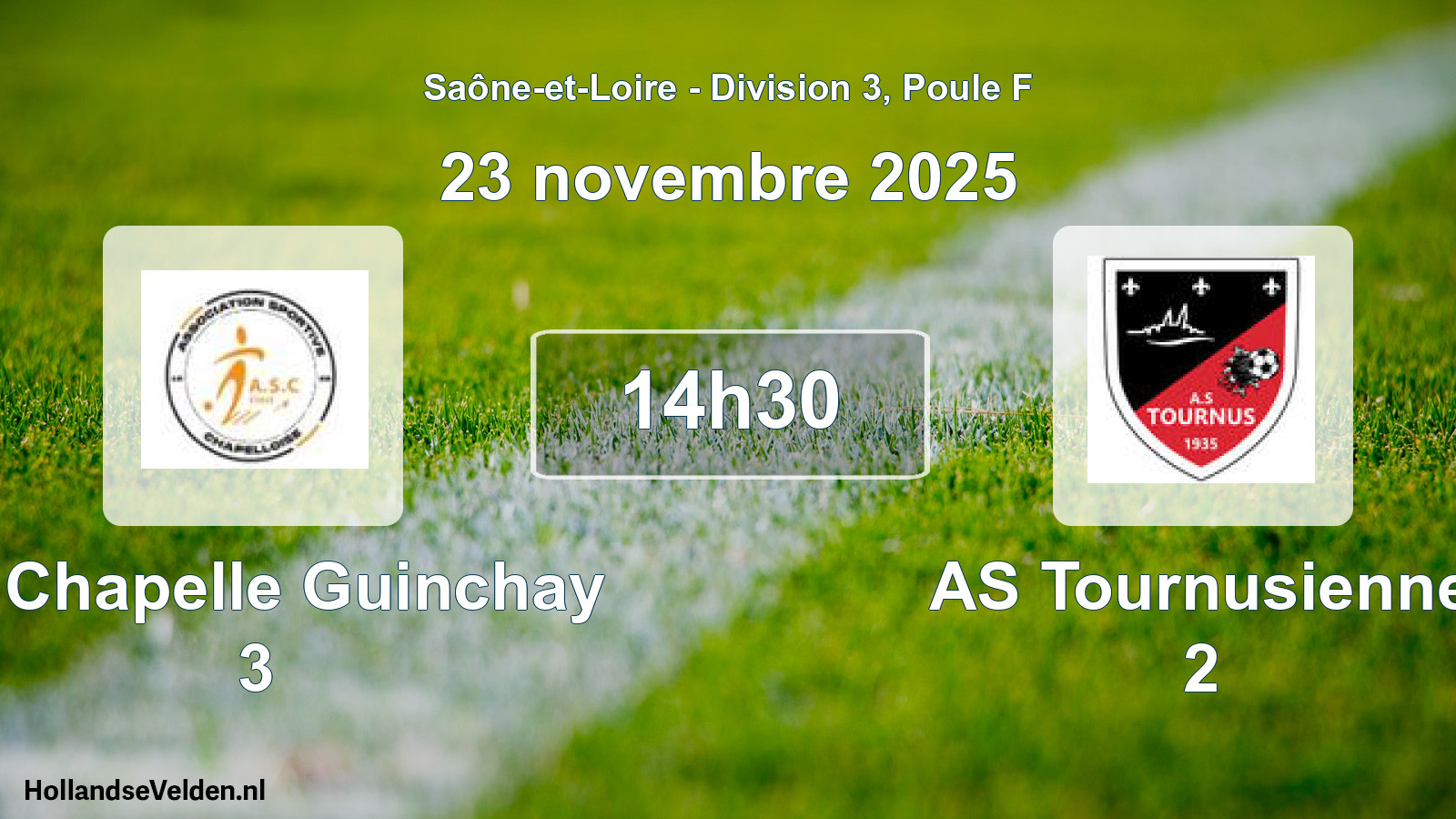 Match programmé: La Chapelle Guinchay 3 - AS Tournusienne 2 (23 novembre 2025)