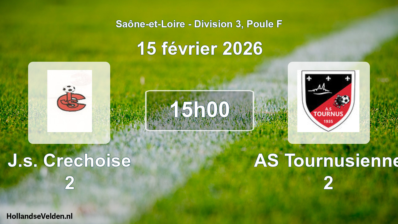 Match programmé: J.s. Crechoise 2 - AS Tournusienne 2 (15 février 2026)