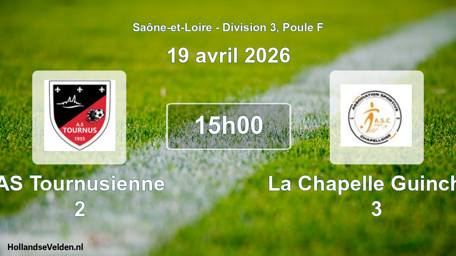 Match programmé: AS Tournusienne 2 - La Chapelle Guinchay 3 (19 avril 2026)
