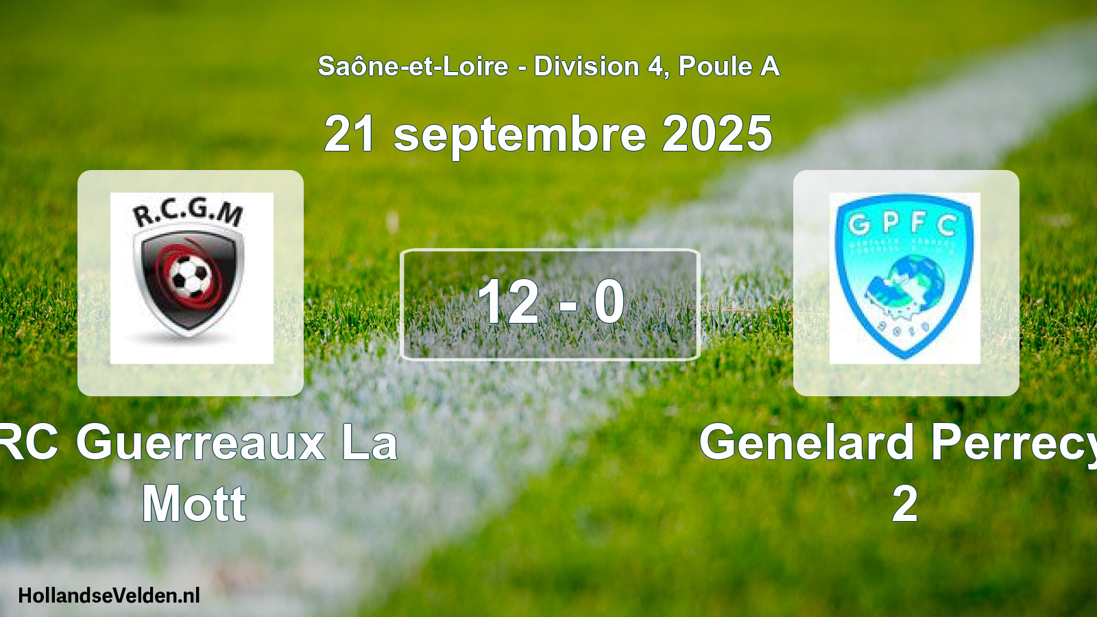 Match joué: RC Guerreaux La Mott - Genelard Perrecy 2 12 - 0 (21 septembre 2025)