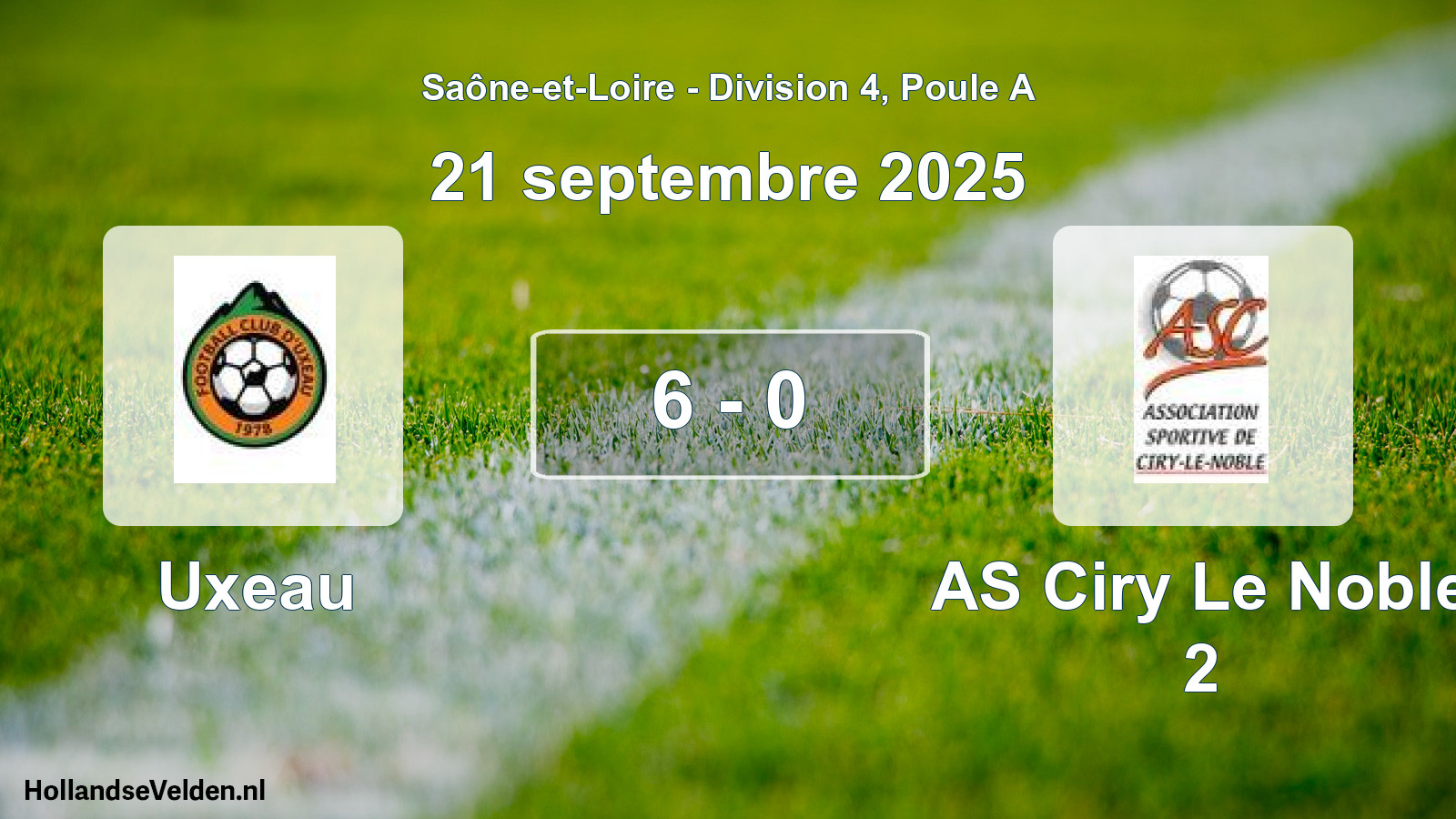 Total number of matches played: Uxeau - AS Ciry Le Noble 2 6 - 0 (21 September 2025)