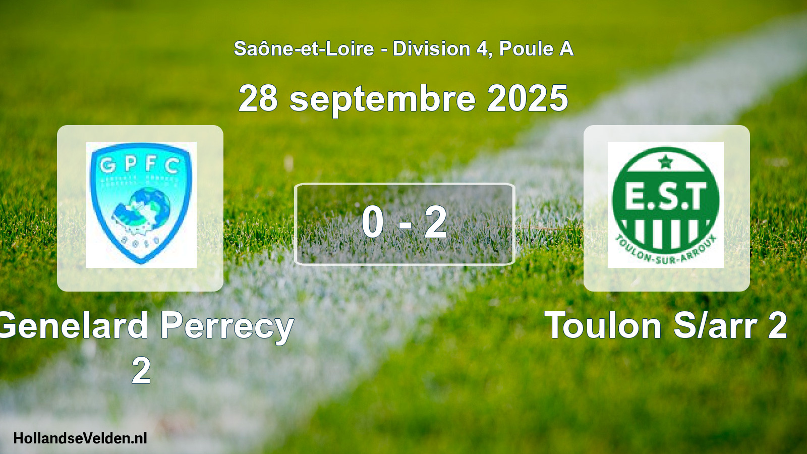 Total number of matches played: Genelard Perrecy 2 - Toulon S/arr 2 0 - 2 (28 September 2025)