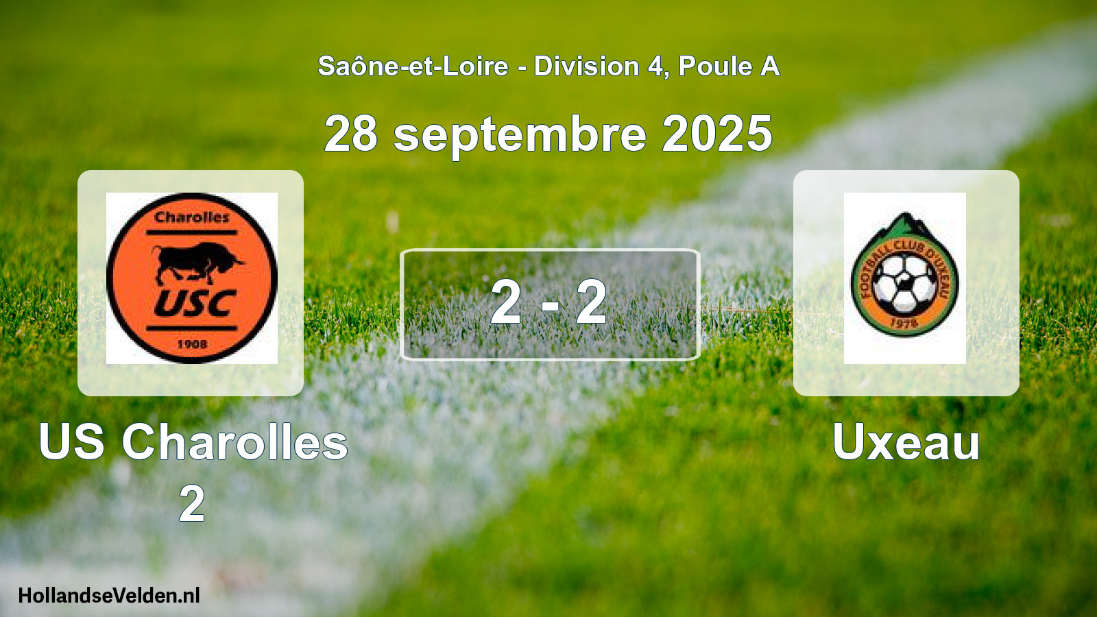 Match joué: US Charolles 2 - Uxeau 2 - 2 (28 septembre 2025)