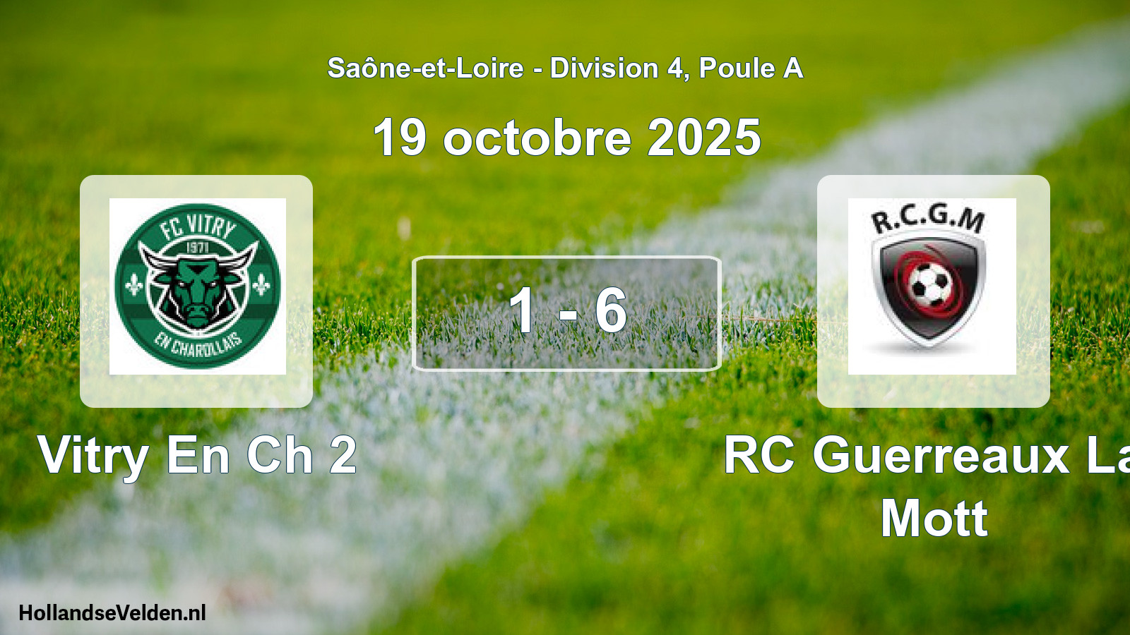 Match joué: Vitry En Ch 2 - RC Guerreaux La Mott 1 - 6 (19 octobre 2025)