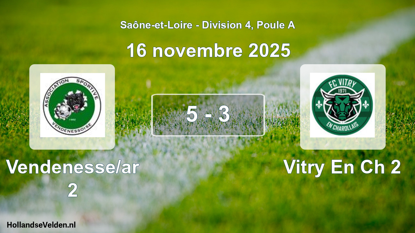 Match joué: Vendenesse/ar 2 - Vitry En Ch 2 5 - 3 (16 novembre 2025)