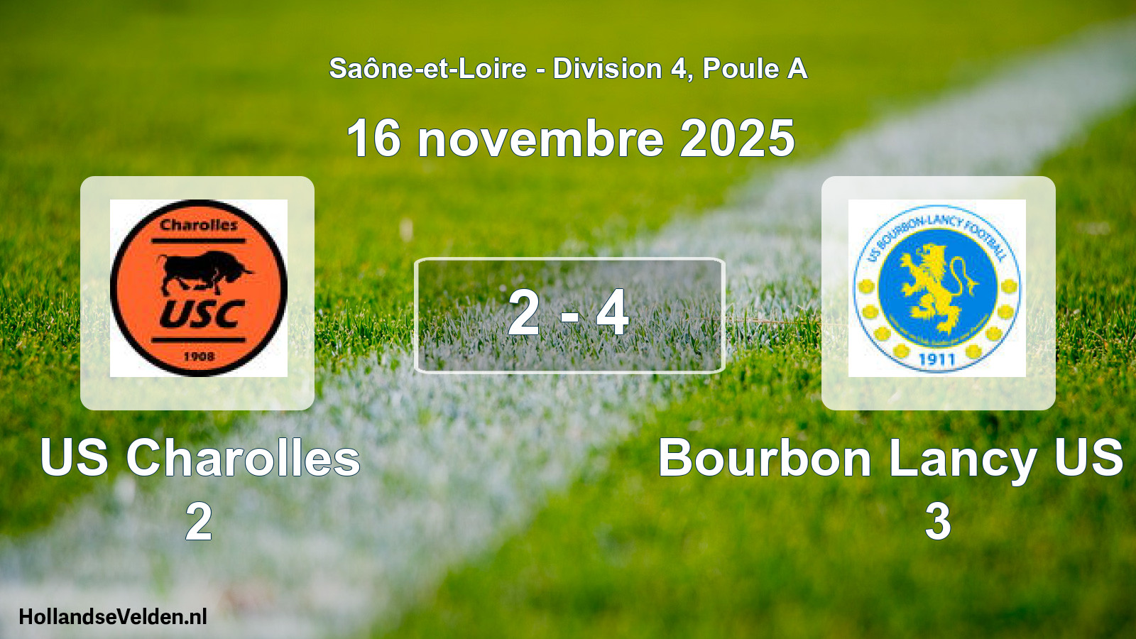 Total number of matches played: US Charolles 2 - Bourbon Lancy US Fpt 3 2 - 4 (16 November 2025)