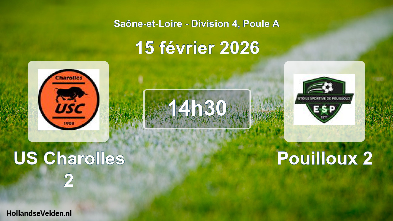 Match programmé: US Charolles 2 - Pouilloux 2 (15 février 2026)