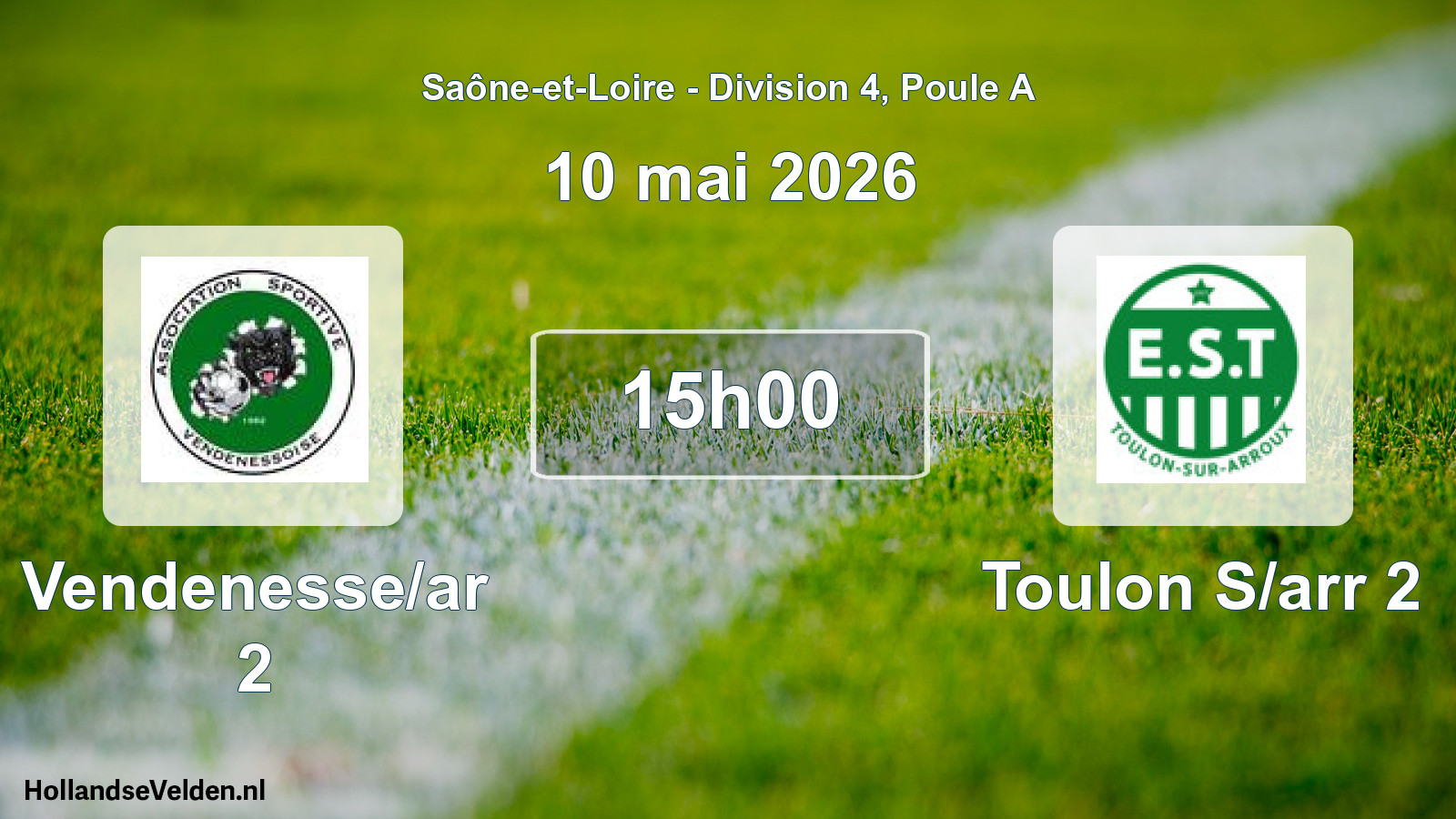 Match programmé: Vendenesse/ar 2 - Toulon S/arr 2 (10 mai 2026)