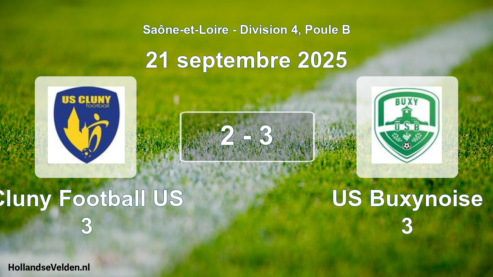 Match joué: Cluny Football US 3 - US Buxynoise 3 2 - 3 (21 septembre 2025)