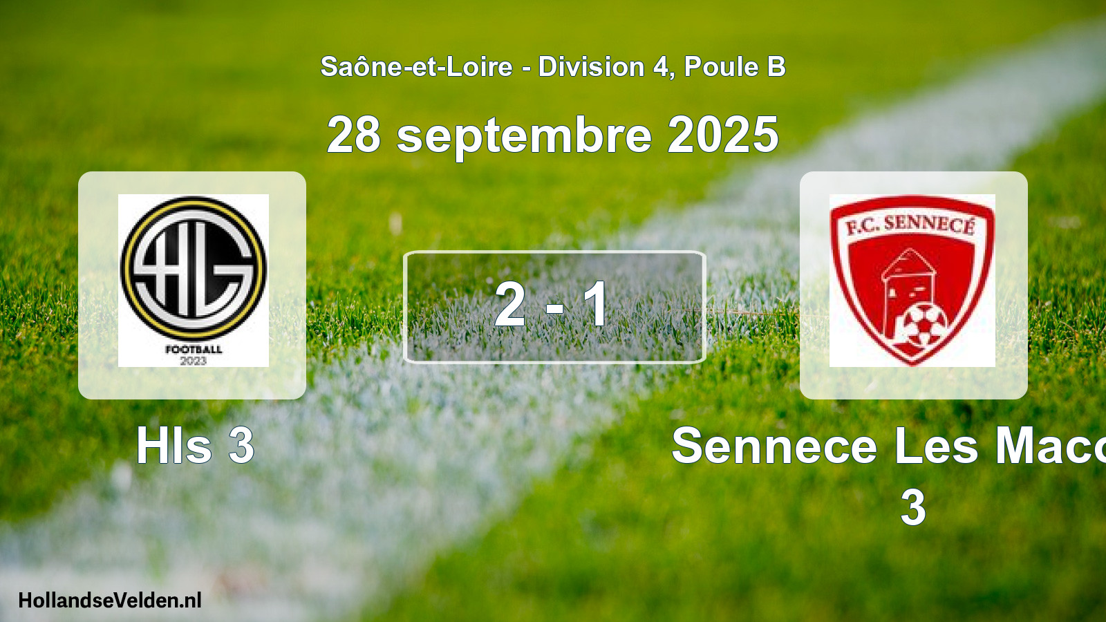 Match joué: Hls 3 - Sennece Les Macon 3 2 - 1 (28 septembre 2025)