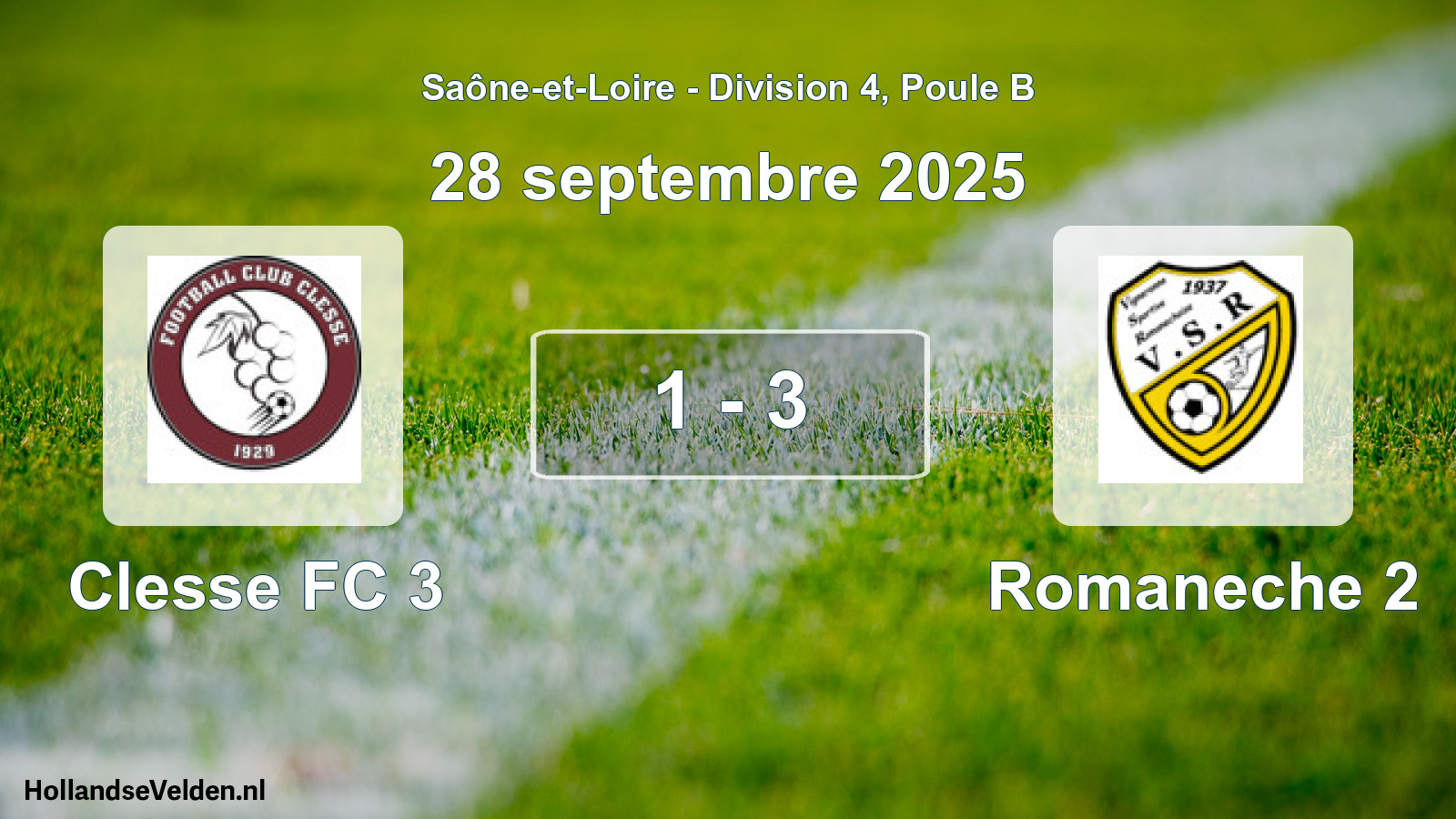 Match joué: Clesse FC 3 - Romaneche 2 1 - 3 (28 septembre 2025)