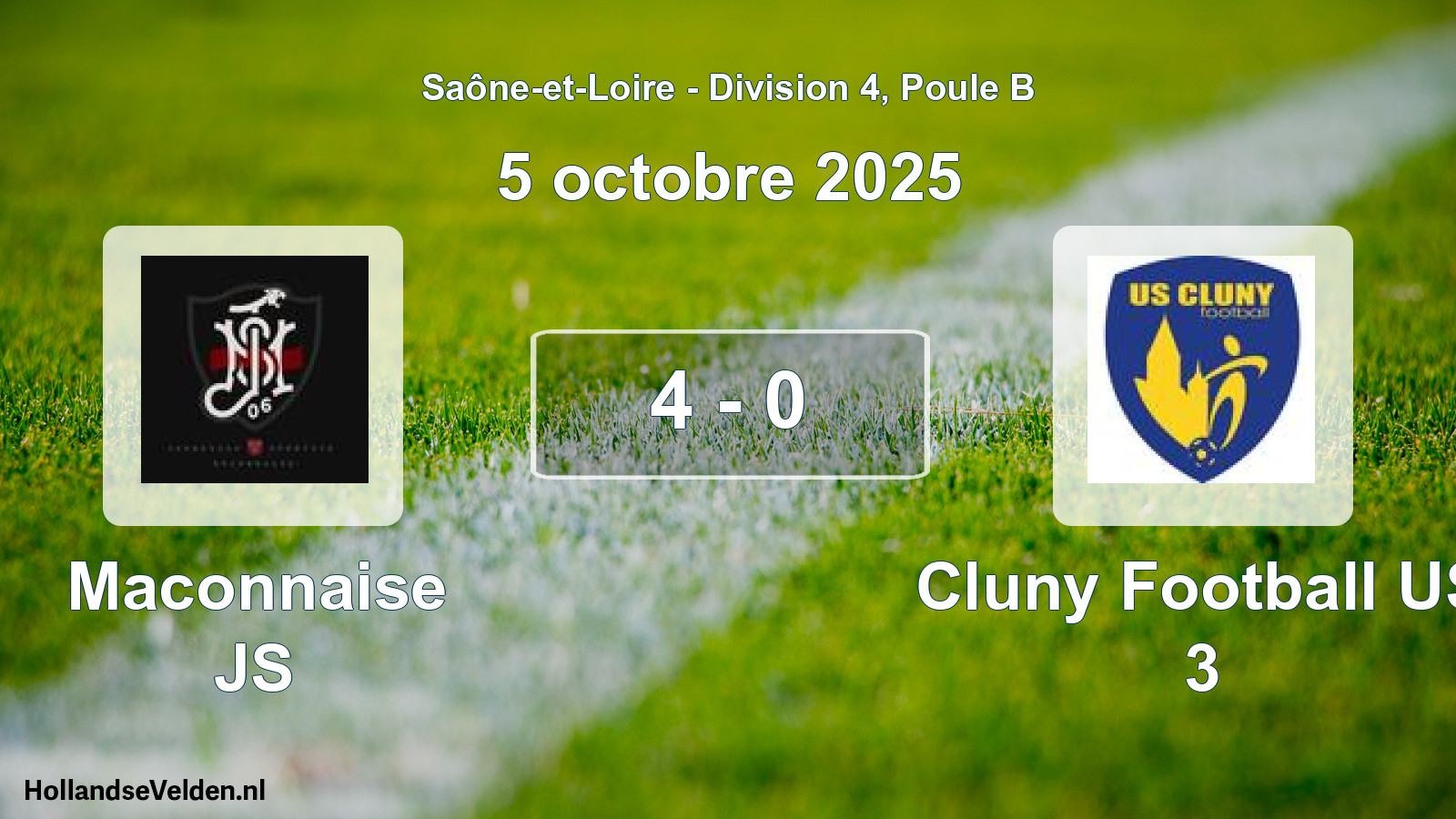 Gespeelde wedstrijd: Maconnaise JS - Cluny Football US 3 4 - 0 (5 oktober 2025)
