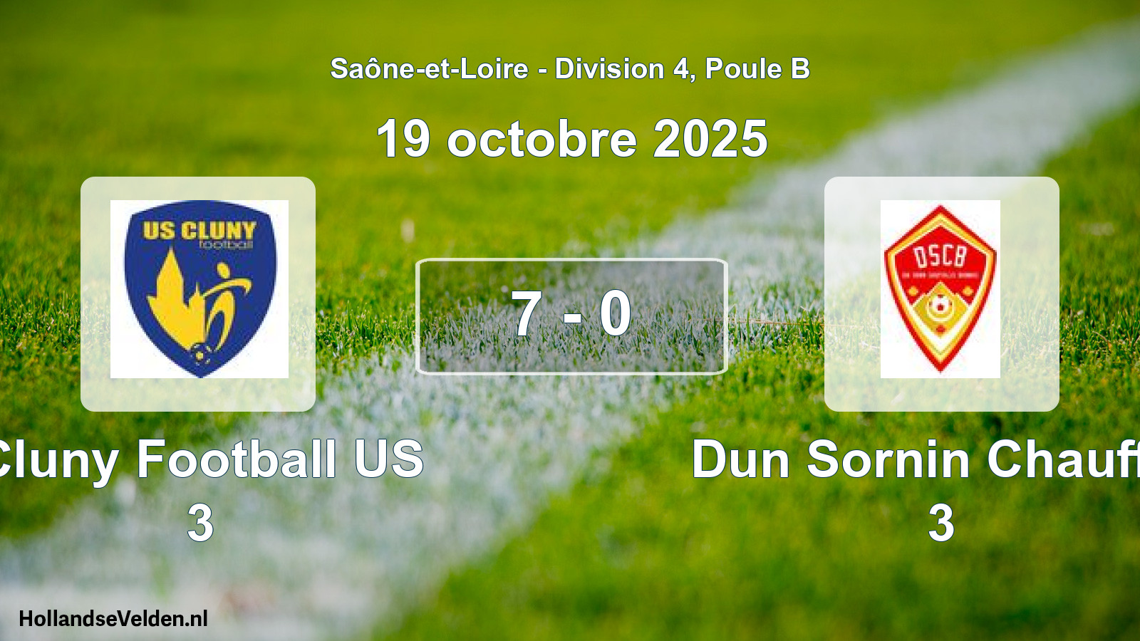 Total number of matches played: Cluny Football US 3 - Dun Sornin Chauffai 3 7 - 0 (19 October 2025)
