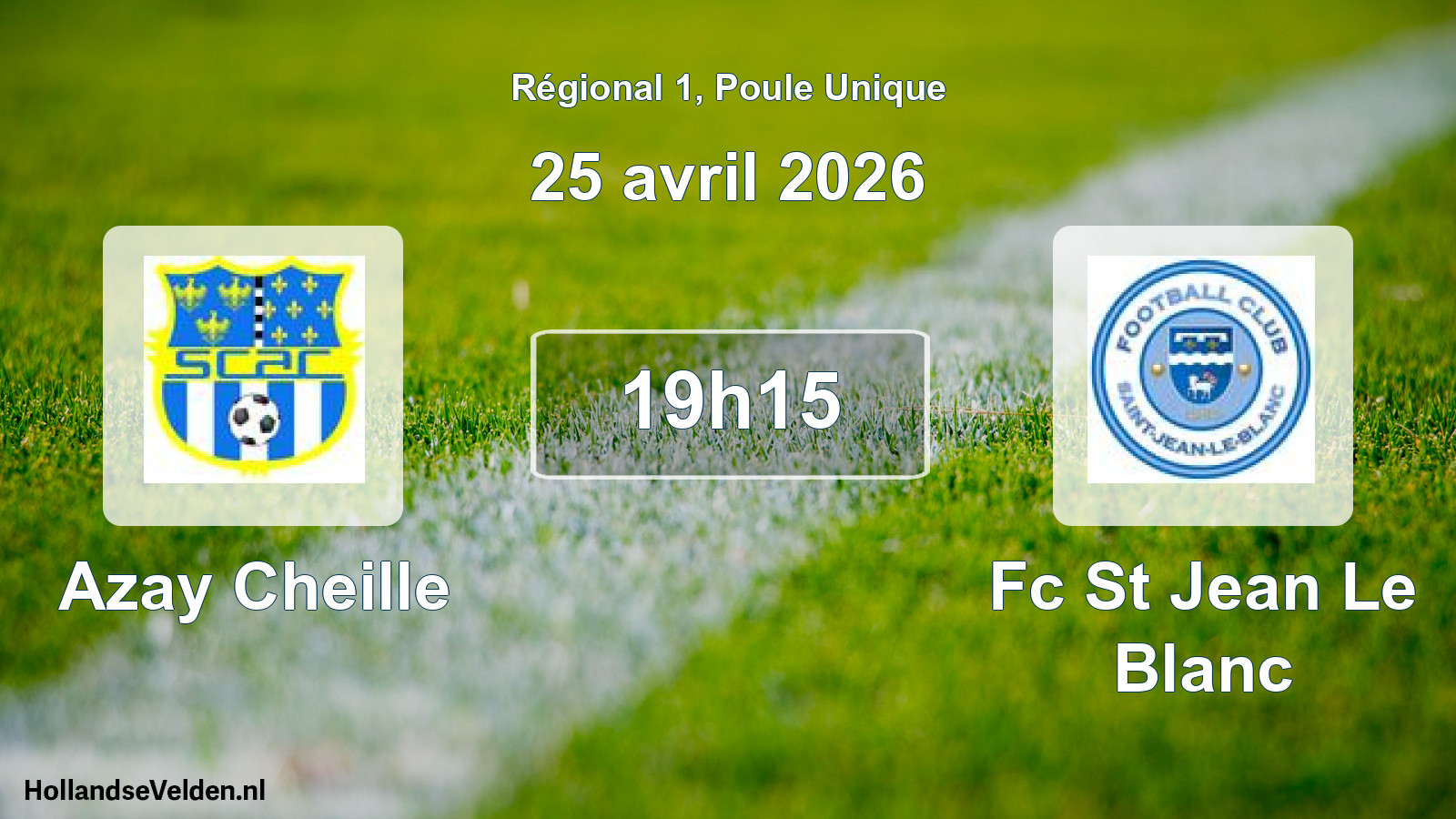 Geplande wedstrijd: Azay Cheille - Fc St Jean Le Blanc (25 april 2026)