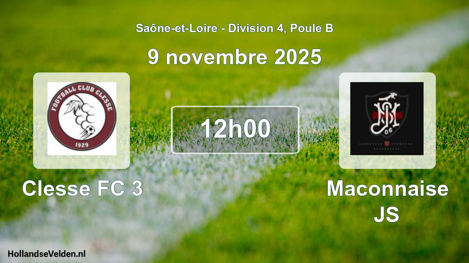 Geplande wedstrijd: Clesse FC 3 - Maconnaise JS (9 november 2025)