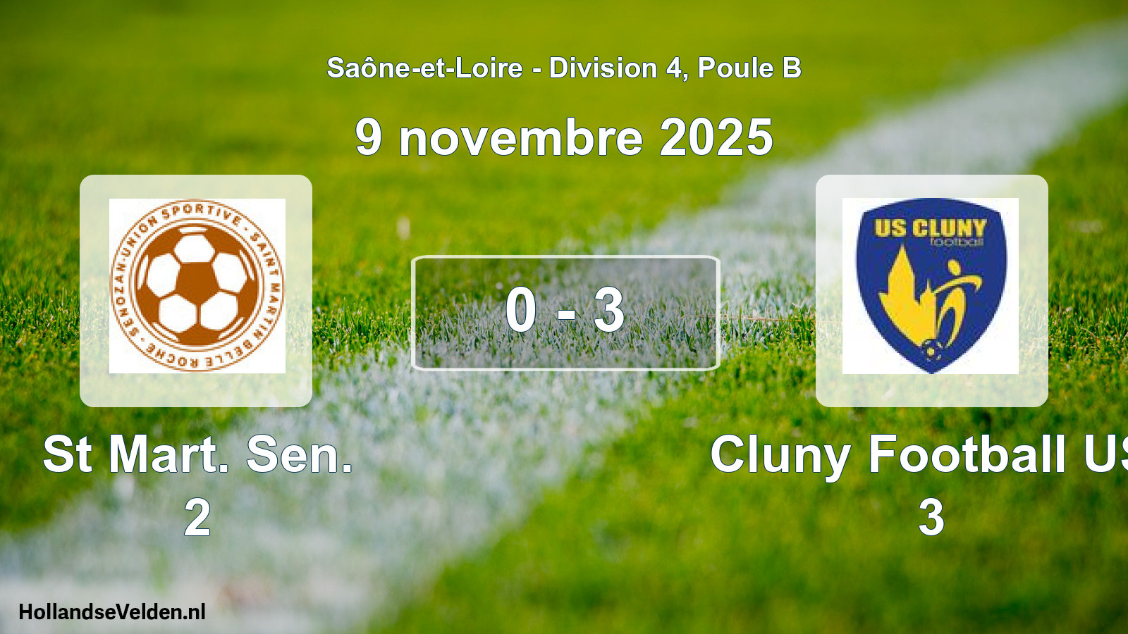 Match joué: St Mart. Sen. 2 - Cluny Football US 3 0 - 3 (9 novembre 2025)