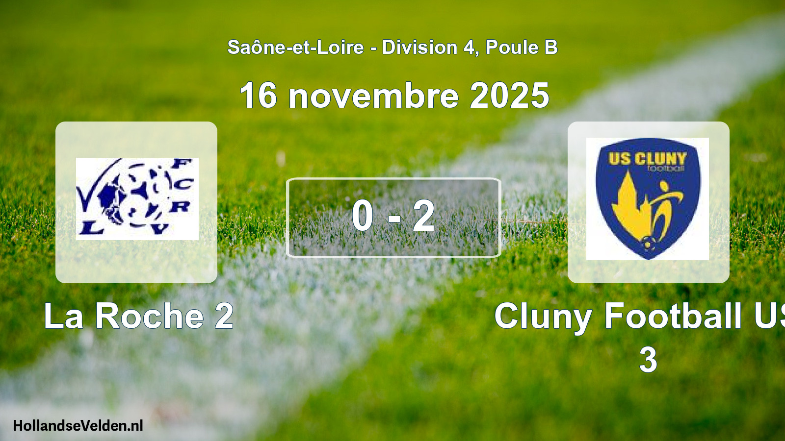Match joué: La Roche 2 - Cluny Football US 3 0 - 2 (16 novembre 2025)