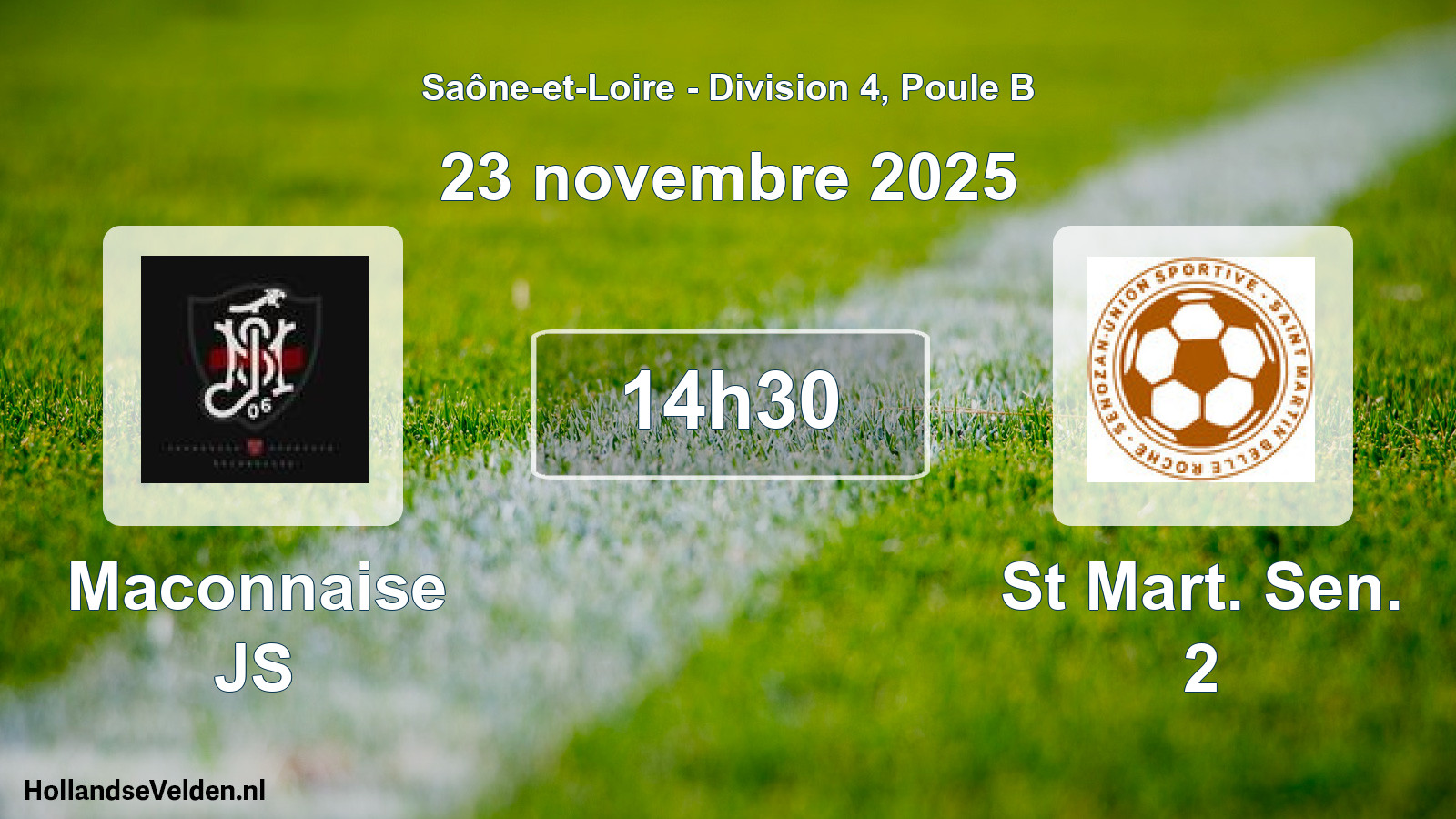 Match programmé: Maconnaise JS - St Mart. Sen. 2 (23 novembre 2025)