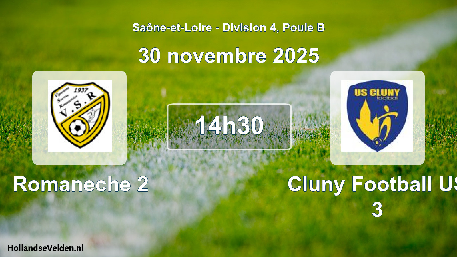 Geplande wedstrijd: Romaneche 2 - Cluny Football US 3 (30 november 2025)