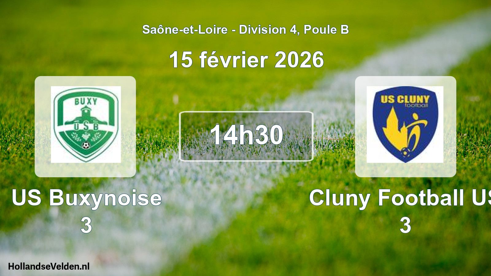 Scheduled Match: US Buxynoise 3 - Cluny Football US 3 (15 February 2026)