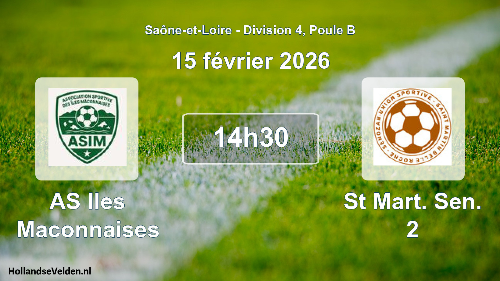 Match programmé: AS Iles Maconnaises - St Mart. Sen. 2 (15 février 2026)