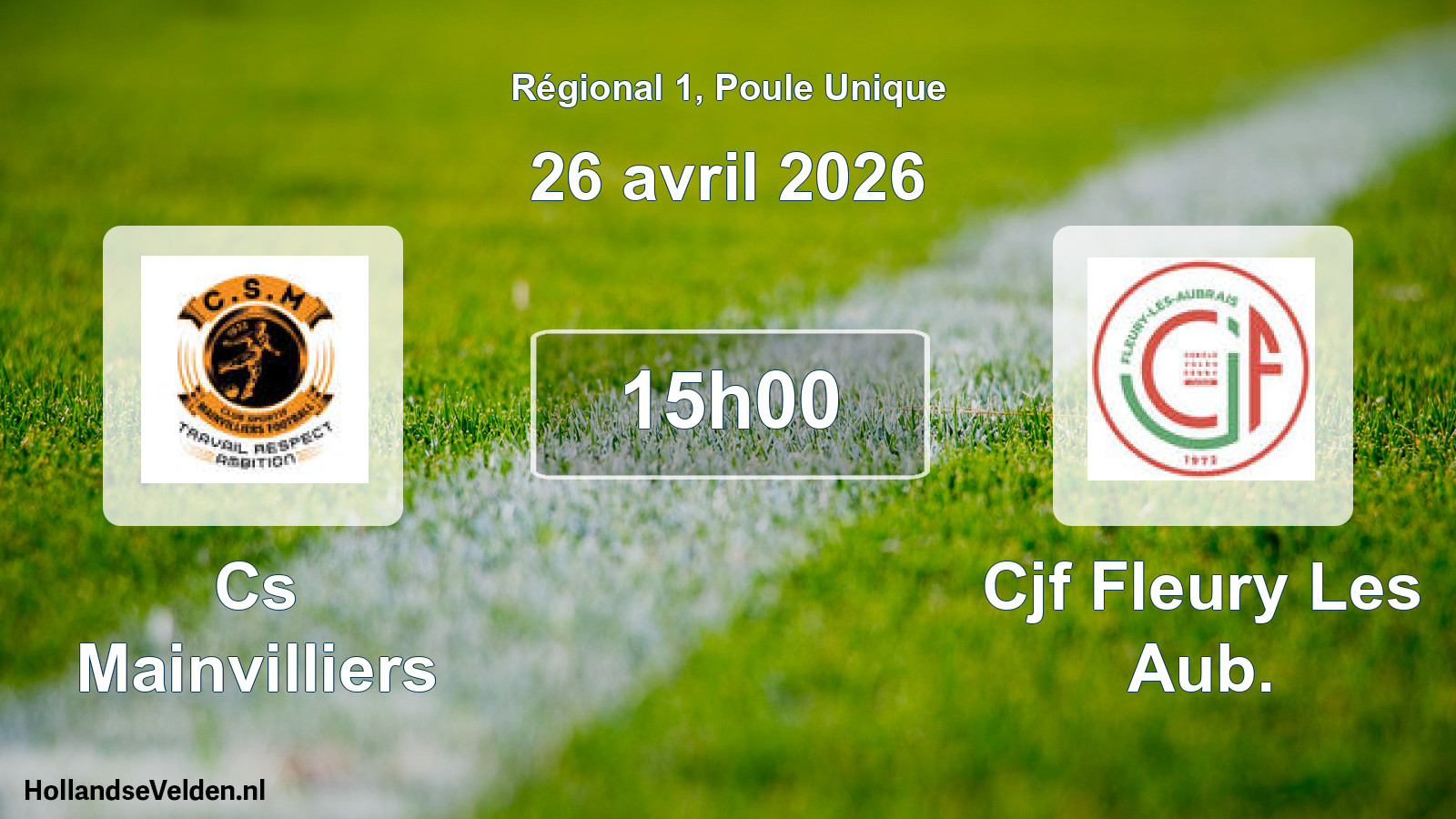 Geplande wedstrijd: Cs Mainvilliers - Cjf Fleury Les Aub. (26 avril 2026)
