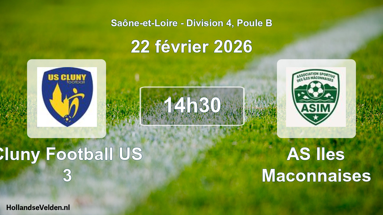 Match programmé: Cluny Football US 3 - AS Iles Maconnaises (22 février 2026)