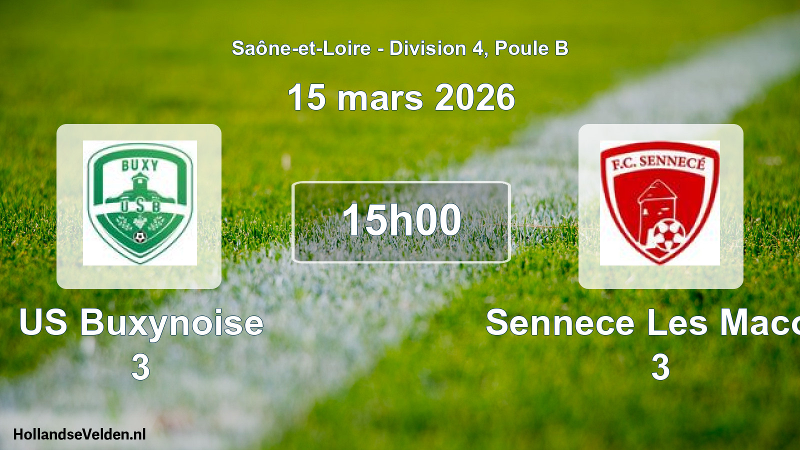 Match programmé: US Buxynoise 3 - Sennece Les Macon 3 (15 mars 2026)