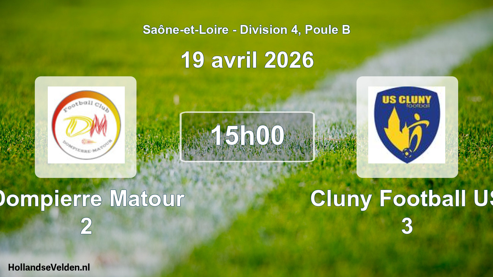 Match programmé: Dompierre Matour 2 - Cluny Football US 3 (19 avril 2026)