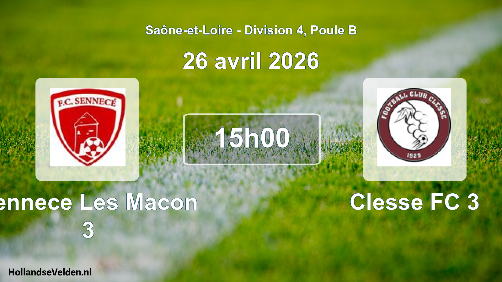 Scheduled Match: Sennece Les Macon 3 - Clesse FC 3 (26 April 2026)