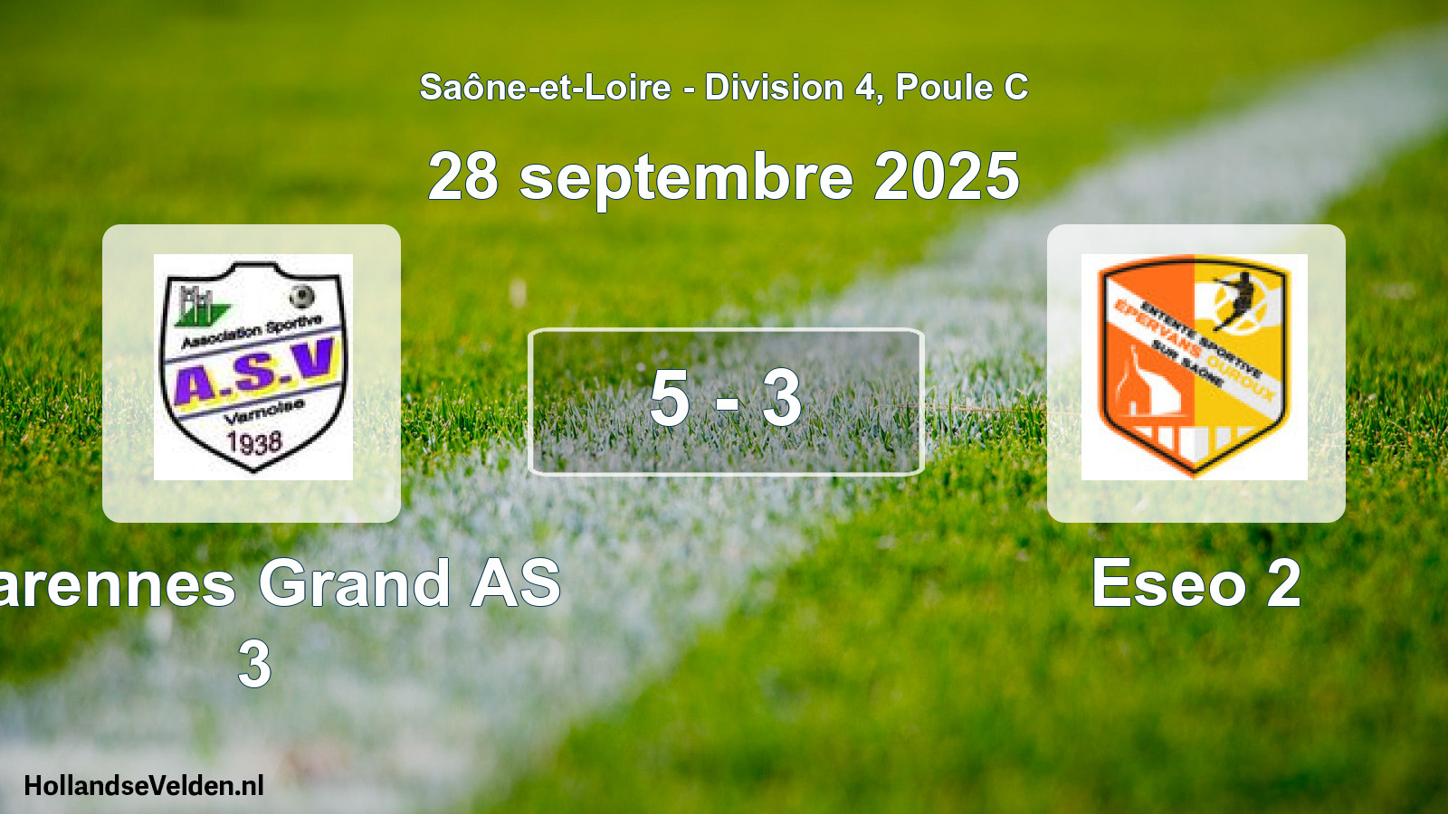 Match joué: Varennes Grand AS 3 - Eseo 2 5 - 3 (28 septembre 2025)