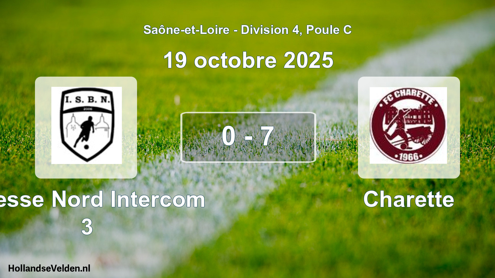 Match joué: Bresse Nord Intercom 3 - Charette 0 - 7 (19 octobre 2025)