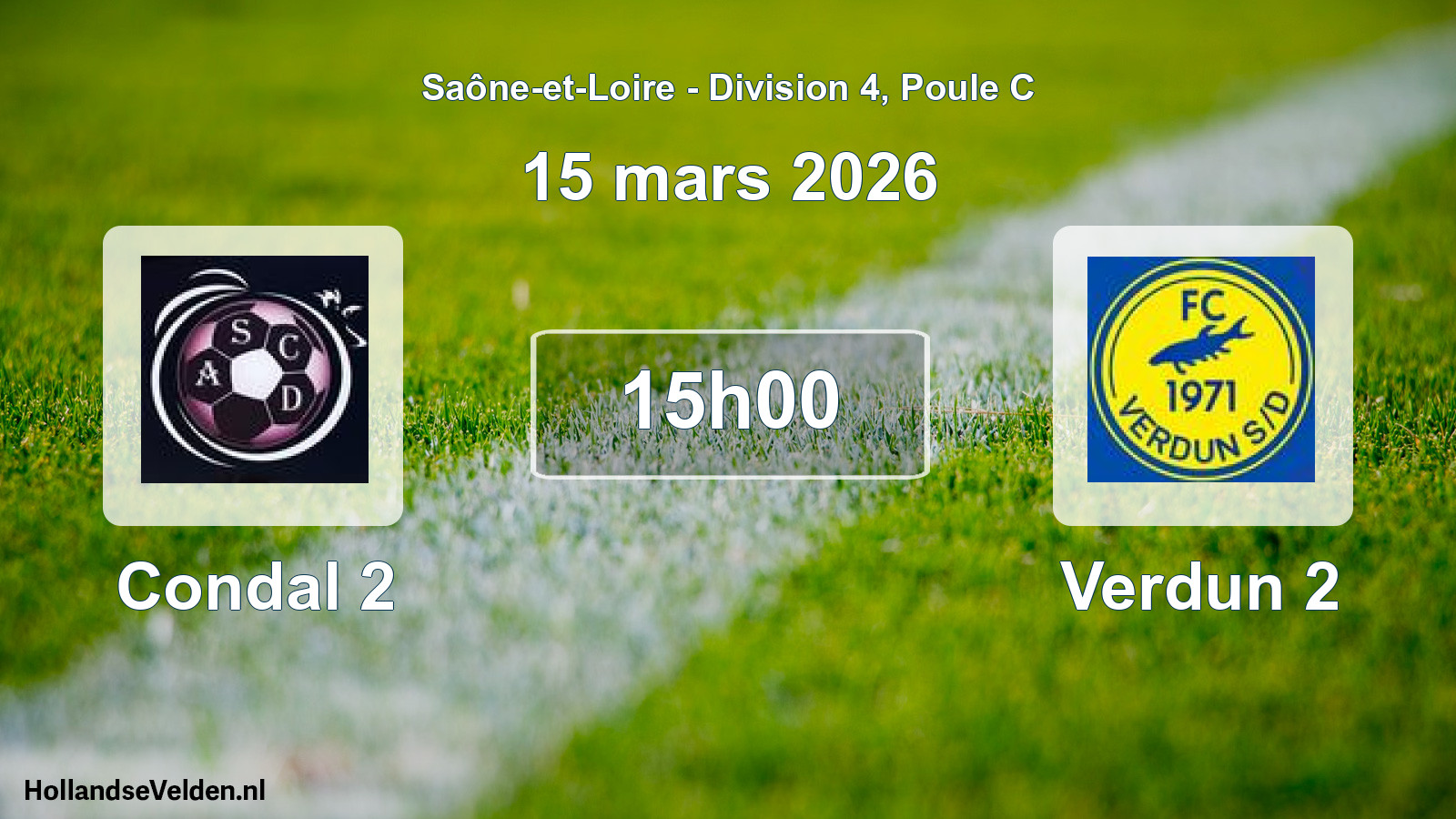 Match programmé: Condal 2 - Verdun 2 (15 mars 2026)