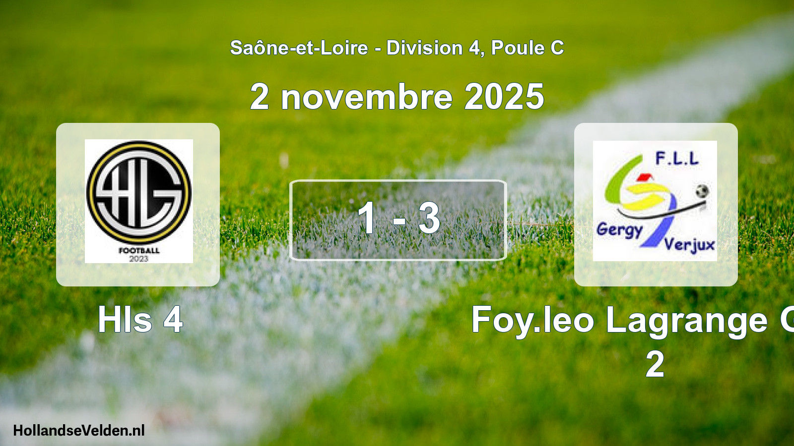 Match joué: Hls 4 - Foy.leo Lagrange Ger 2 1 - 3 (2 novembre 2025)