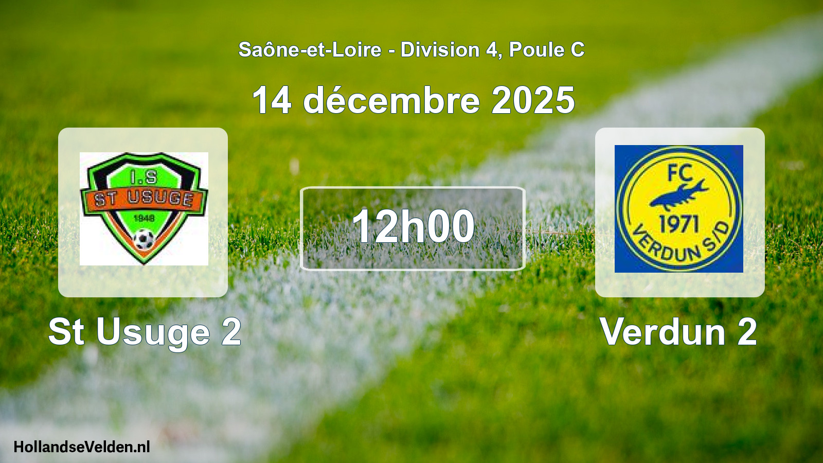 Match programmé: St Usuge 2 - Verdun 2 (14 décembre 2025)