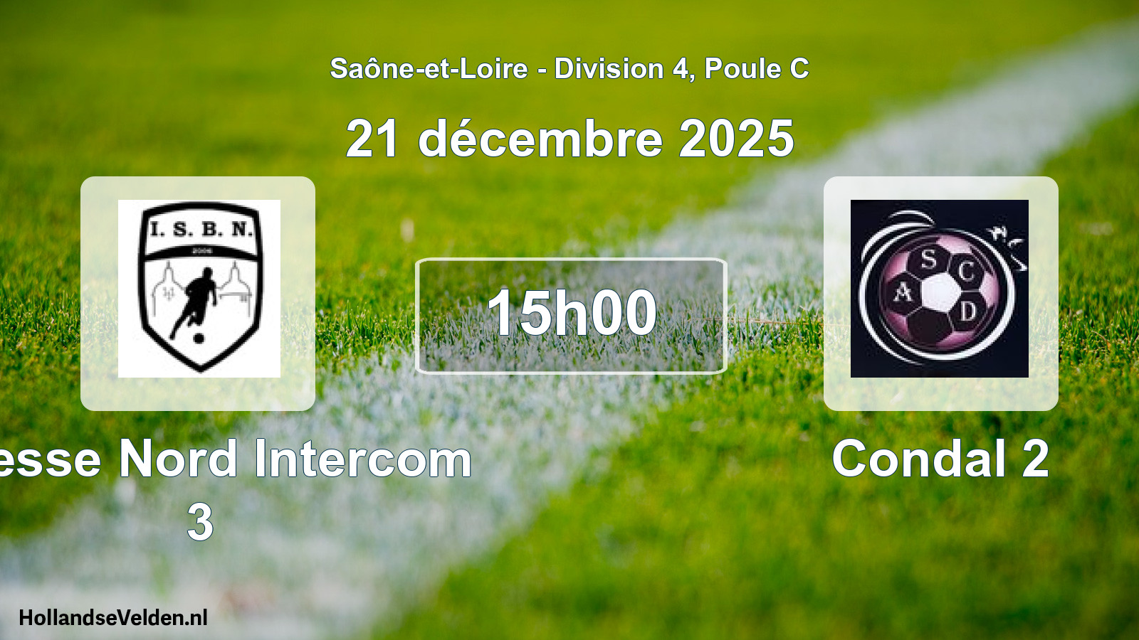 Match programmé: Bresse Nord Intercom 3 - Condal 2 (21 décembre 2025)