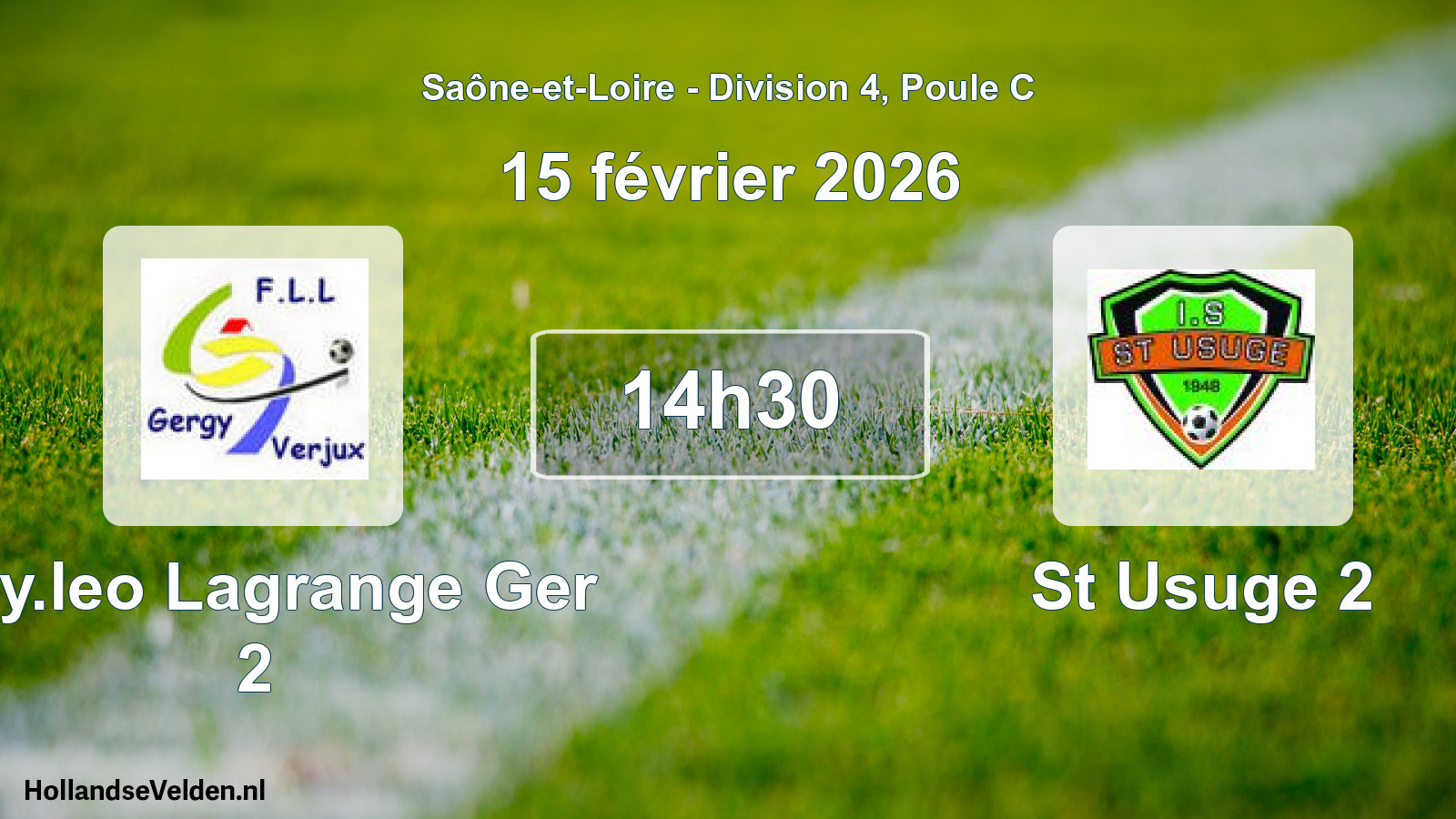 Match programmé: Foy.leo Lagrange Ger 2 - St Usuge 2 (15 février 2026)
